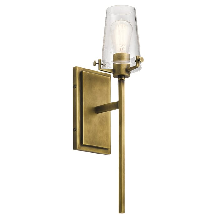 Kichler Lighting 22" Clear Seeded Wall Sconce in Natural Brass Kichler Lighting 22" Clear Seeded Wall Sconce in Natural Brass
