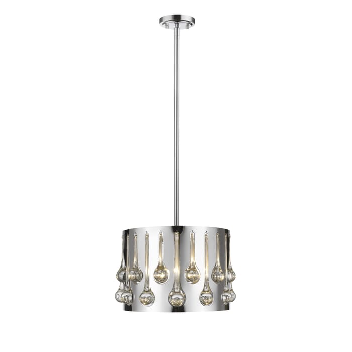 Z-Lite Oberon 3-Light Pendant Light In Chrome Z-Lite Oberon 3-Light Pendant Light In Chrome