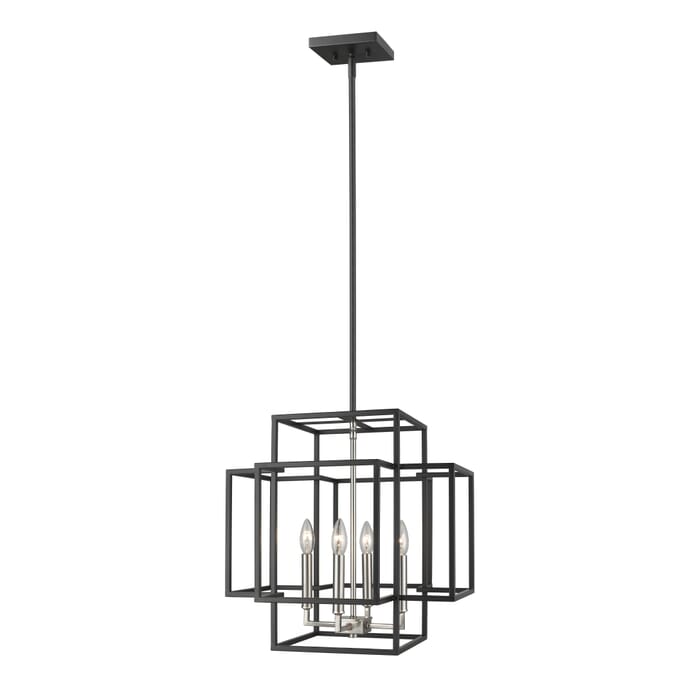 Z-Lite Titania 4-Light Pendant Light In Black With Brushed Nickel Z-Lite Titania 4-Light Pendant Light In Black With Brushed Nickel