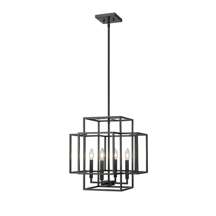 Z-Lite Titania 4-Light Pendant Light In Matte Black Z-Lite Titania 4-Light Pendant Light In Matte Black