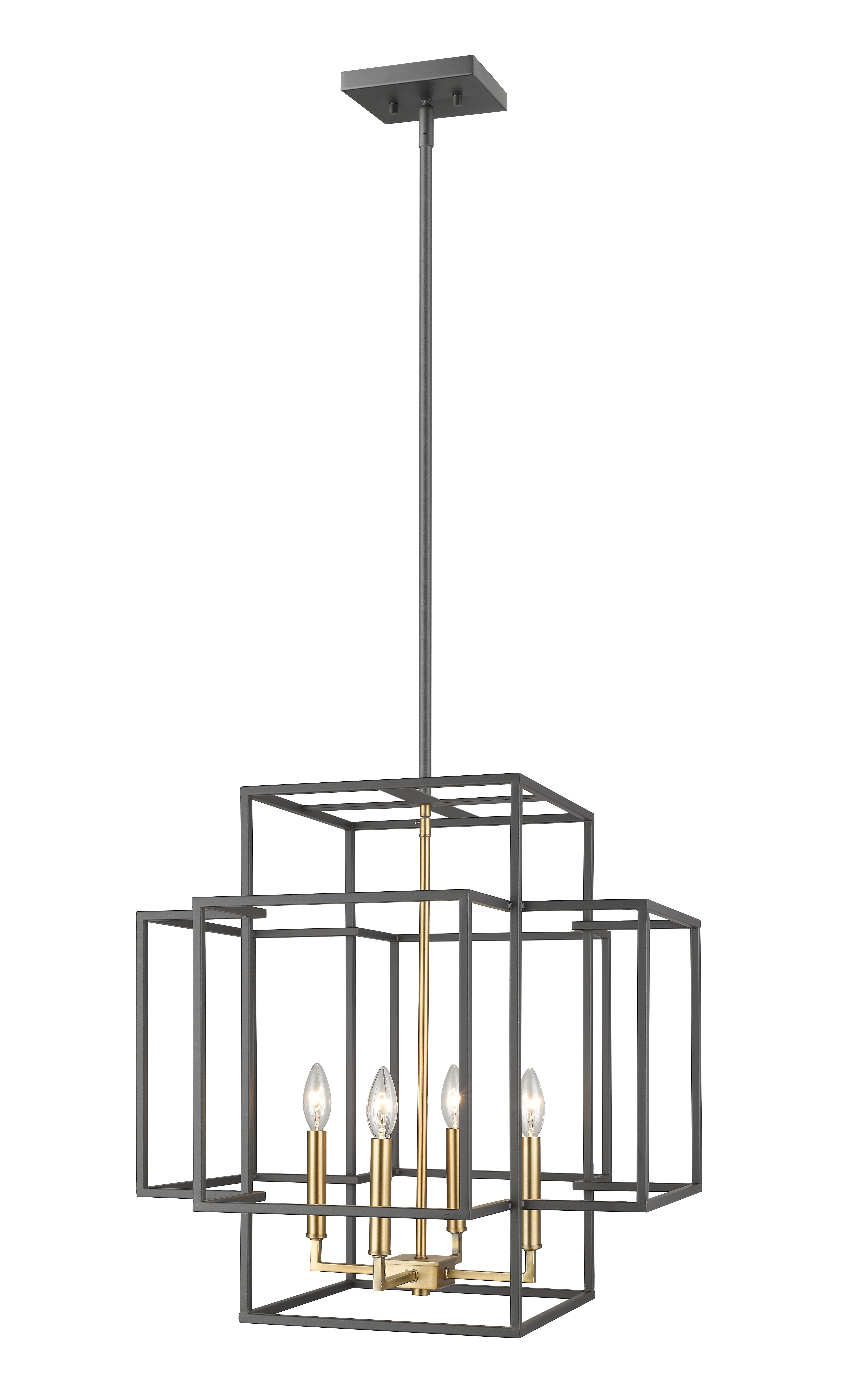 Z-Lite Titania 4-Light Pendant Light In Bronze With Olde Brass