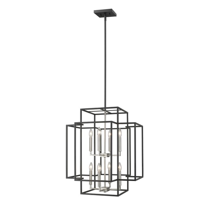 Z-Lite Titania 8-Light Pendant Light In Black With Brushed Nickel Z-Lite Titania 8-Light Pendant Light In Black With Brushed Nickel