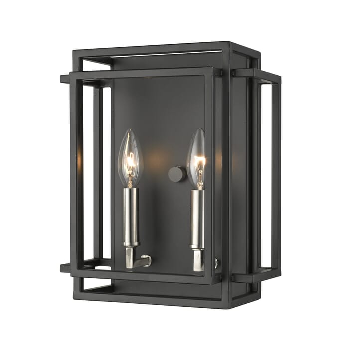 Z-Lite Titania 2-Light Wall Sconce In Black With Brushed Nickel Z-Lite Titania 2-Light Wall Sconce In Black With Brushed Nickel