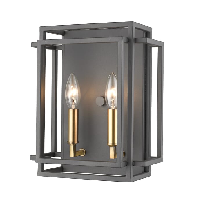Z-Lite Titania 2-Light Wall Sconce In Bronze With Olde Brass Z-Lite Titania 2-Light Wall Sconce In Bronze With Olde Brass