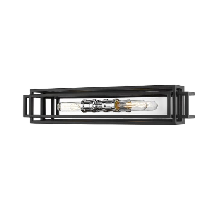 Z-Lite Titania 2-Light Bathroom Vanity Light In Black With Chrome Z-Lite Titania 2-Light Bathroom Vanity Light In Black With Chrome