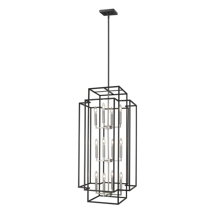 Z-Lite Titania 12-Light Pendant Light In Black With Brushed Nickel Z-Lite Titania 12-Light Pendant Light In Black With Brushed Nickel