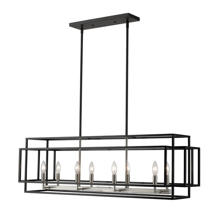 Z-Lite Titania 8-Light Chandelier In Black With Brushed Nickel Z-Lite Titania 8-Light Chandelier In Black With Brushed Nickel