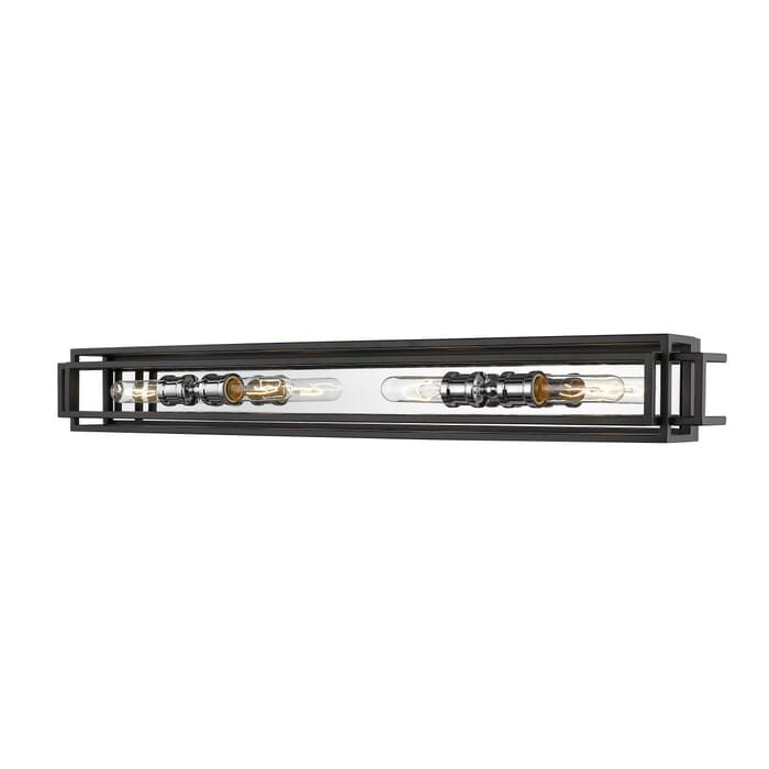 Z-Lite Titania 4-Light Bathroom Vanity Light In Black With Chrome Z-Lite Titania 4-Light Bathroom Vanity Light In Black With Chrome