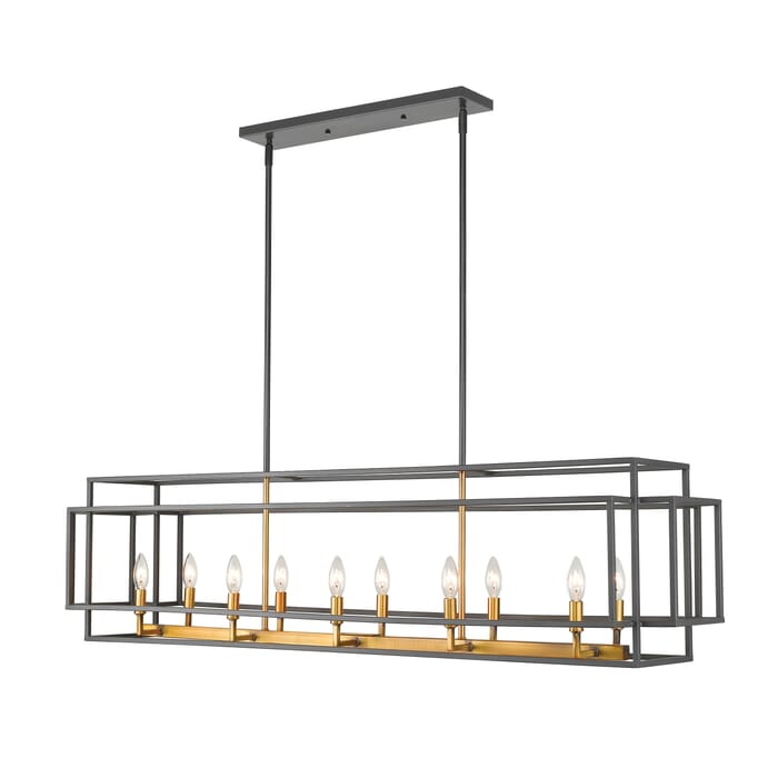 Z-Lite Titania 10-Light Chandelier In Bronze With Olde Brass Z-Lite Titania 10-Light Chandelier In Bronze With Olde Brass