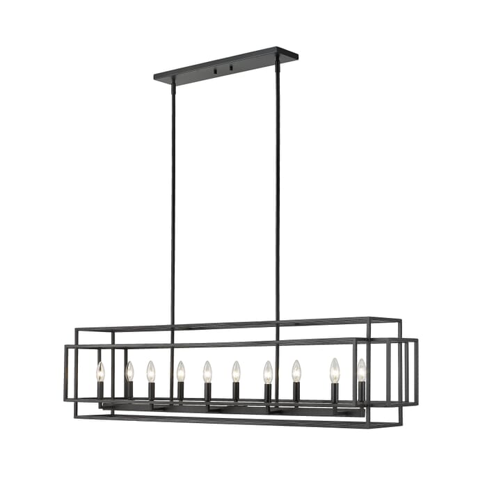 Z-Lite Titania 10-Light Linear Pendant Light In Matte Black Z-Lite Titania 10-Light Linear Pendant Light In Matte Black