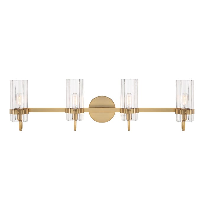 Brook 4-Light Bathroom Vanity Light in Brass Brook 4-Light Bathroom Vanity Light in Brass