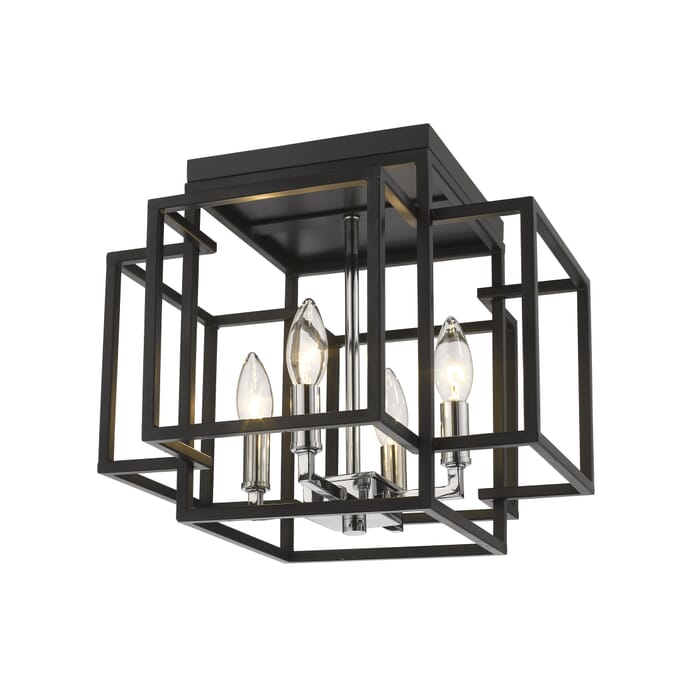 Z-Lite Titania 4-Light Flush Mount Ceiling Light In Black With Chrome Z-Lite Titania 4-Light Flush Mount Ceiling Light In Black With Chrome