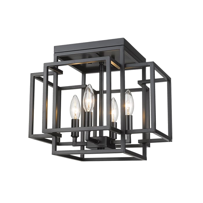 Z-Lite Titania 4-Light Flush Mount Ceiling Light In Matte Black Z-Lite Titania 4-Light Flush Mount Ceiling Light In Matte Black