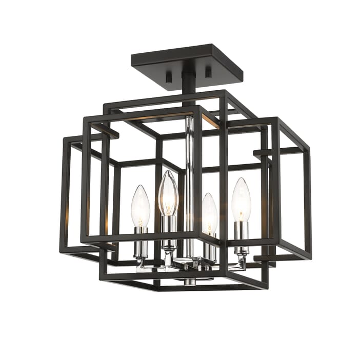 Z-Lite Titania 4-Light Semi Flush Mount Ceiling Light In Black With Chrome Z-Lite Titania 4-Light Semi Flush Mount Ceiling Light In Black With Chrome