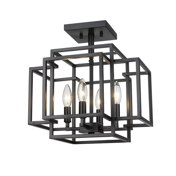 Z-Lite Titania 4-Light Semi Flush Mount Ceiling Light In Matte Black Z-Lite Titania 4-Light Semi Flush Mount Ceiling Light In Matte Black