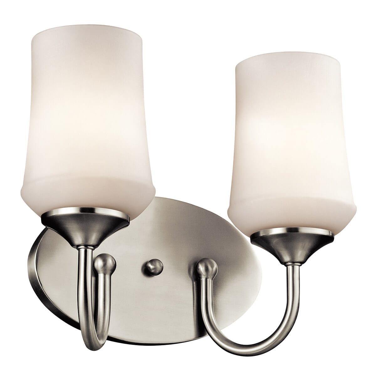 Kichler Aubrey 2 Light 2 Arm Bathroom Vanity Light In Brushed Nickel