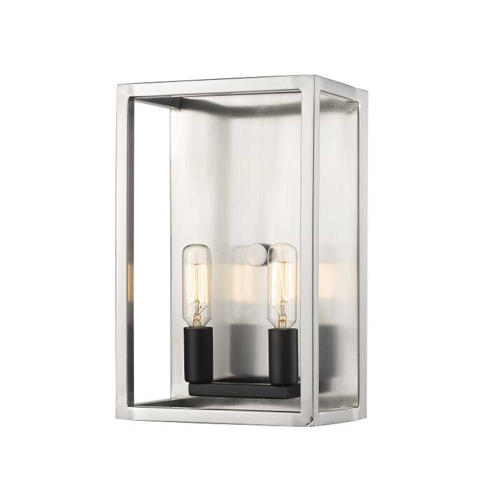 Z-Lite Quadra 2-Light Wall Sconce In Brushed Nickel With Black Z-Lite Quadra 2-Light Wall Sconce In Brushed Nickel With Black