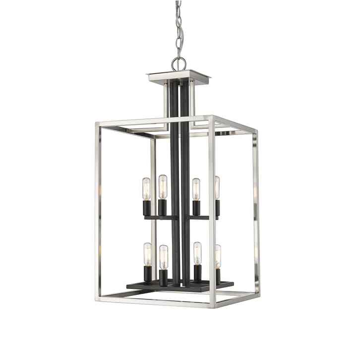 Z-Lite Quadra 8-Light Chandelier In Brushed Nickel With Black Z-Lite Quadra 8-Light Chandelier In Brushed Nickel With Black