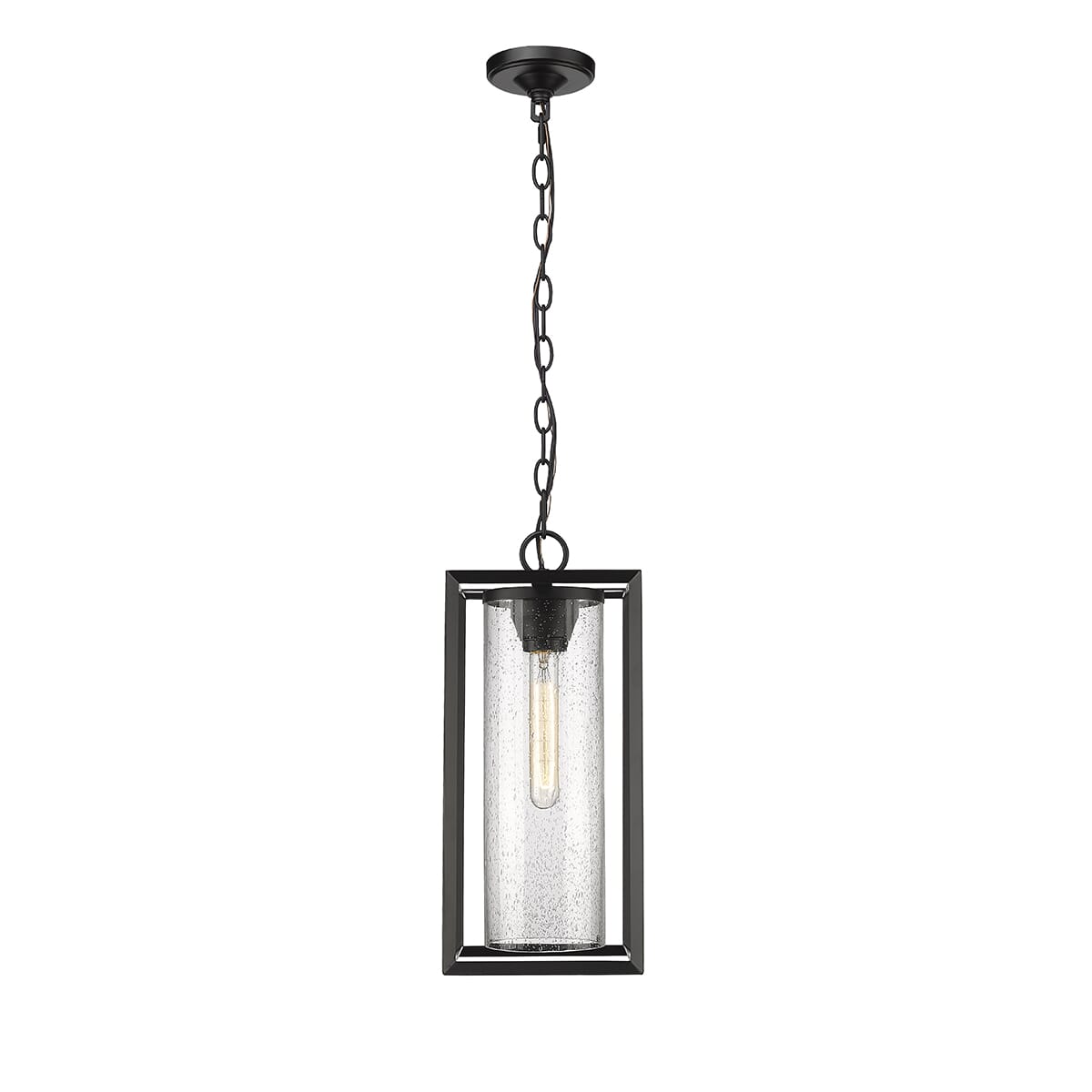 Wheatland 1-Light Outdoor Hanging Lantern In Powder Coat Black