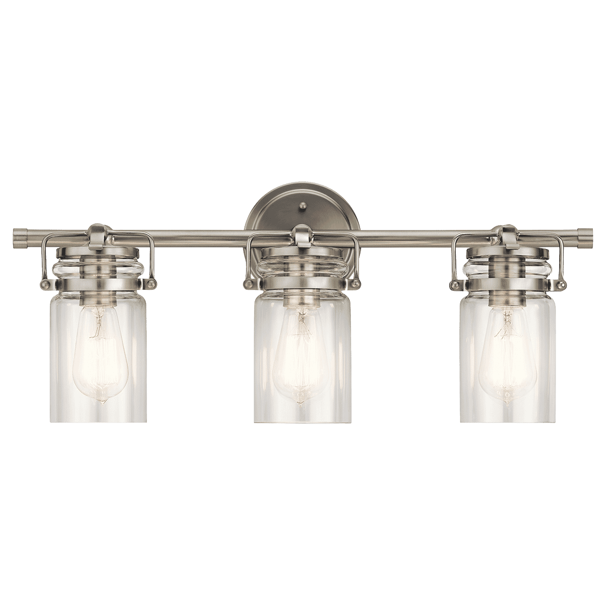 Kichler Brinley 3 Light Bathroom Vanity, Brushed Nickel Bathroom Lighting