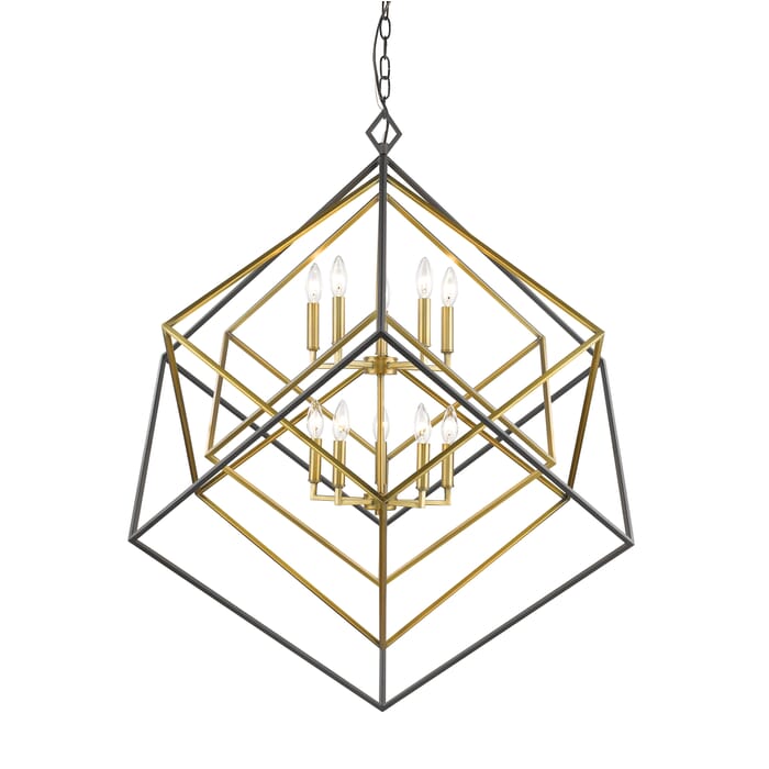 Z-Lite Euclid 10-Light Chandelier In Olde Brass With Bronze Z-Lite Euclid 10-Light Chandelier In Olde Brass With Bronze