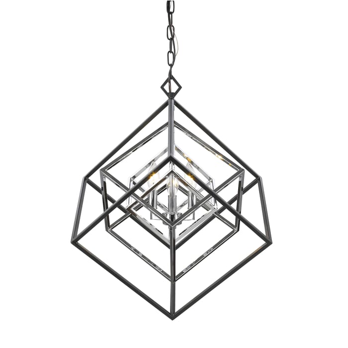 Z-Lite Euclid 3-Light Chandelier In Chrome With Matte Black Z-Lite Euclid 3-Light Chandelier In Chrome With Matte Black