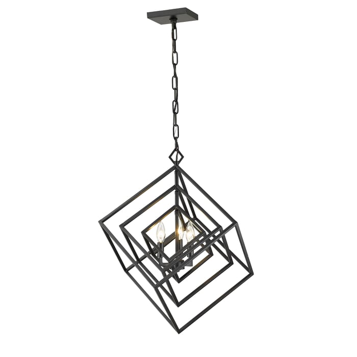 Z-Lite Euclid 3-Light Chandelier In Matte Black Z-Lite Euclid 3-Light Chandelier In Matte Black