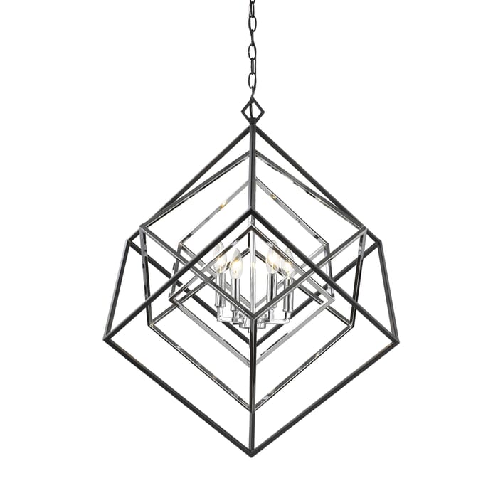 Z-Lite Euclid 4-Light Chandelier In Chrome With Matte Black Z-Lite Euclid 4-Light Chandelier In Chrome With Matte Black