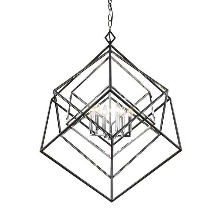 Z-Lite Euclid 6-Light Chandelier In Chrome With Matte Black Z-Lite Euclid 6-Light Chandelier In Chrome With Matte Black