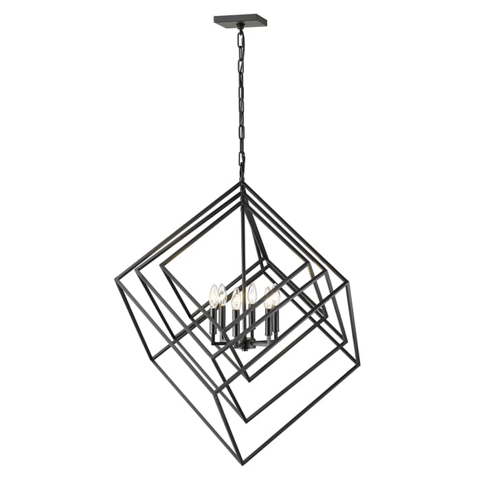 Z-Lite Euclid 6-Light Chandelier In Matte Black Z-Lite Euclid 6-Light Chandelier In Matte Black