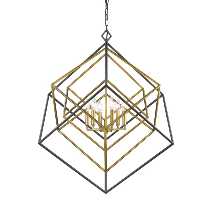 Z-Lite Euclid 6-Light Chandelier In Olde Brass With Bronze Z-Lite Euclid 6-Light Chandelier In Olde Brass With Bronze