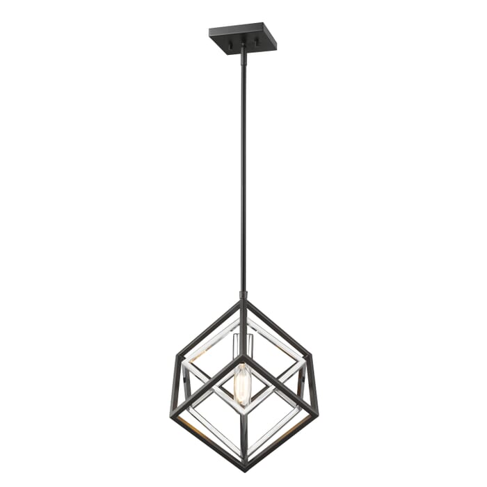 Z-Lite Euclid 1-Light Mini Pendant Light In Chrome With Matte Black Z-Lite Euclid 1-Light Mini Pendant Light In Chrome With Matte Black