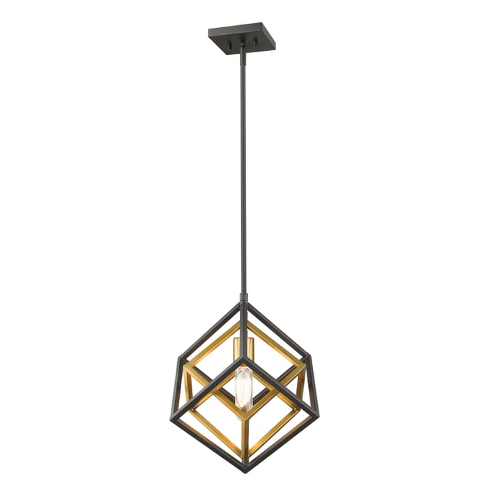 Z-Lite Euclid 1-Light Mini Pendant Light In Olde Brass With Bronze Z-Lite Euclid 1-Light Mini Pendant Light In Olde Brass With Bronze