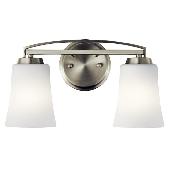Tao 2-Light Bathroom Vanity Light in Brushed Nickel Tao 2-Light Bathroom Vanity Light in Brushed Nickel