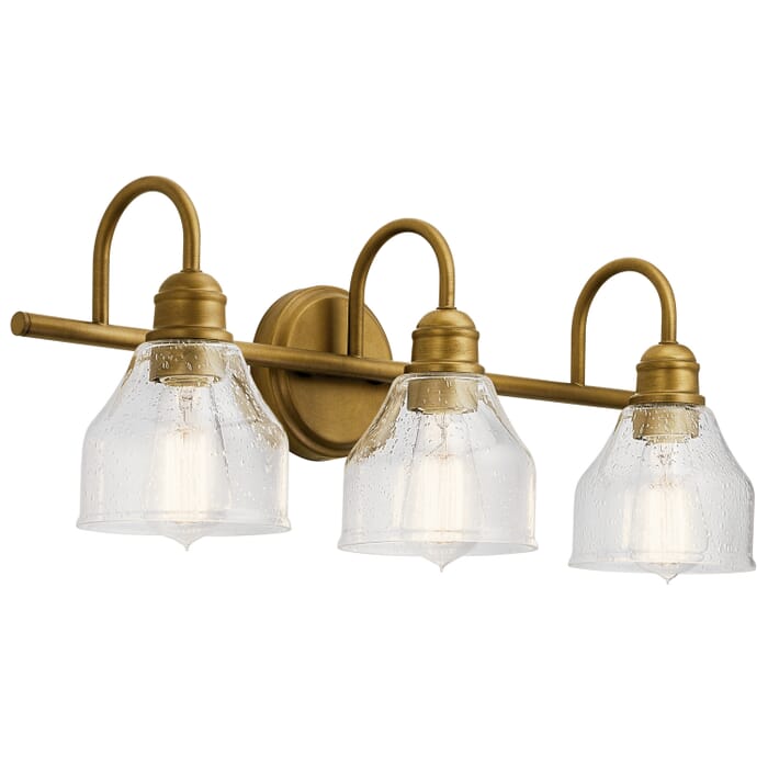 Avery 3-Light Bathroom Vanity Light in Natural Brass Avery 3-Light Bathroom Vanity Light in Natural Brass