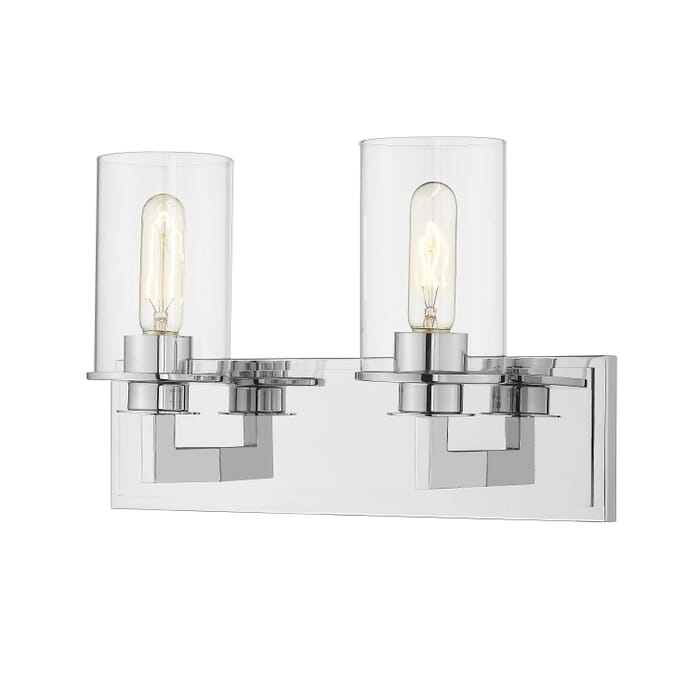 Z-Lite Savannah 2-Light Bathroom Vanity Light In Chrome Z-Lite Savannah 2-Light Bathroom Vanity Light In Chrome
