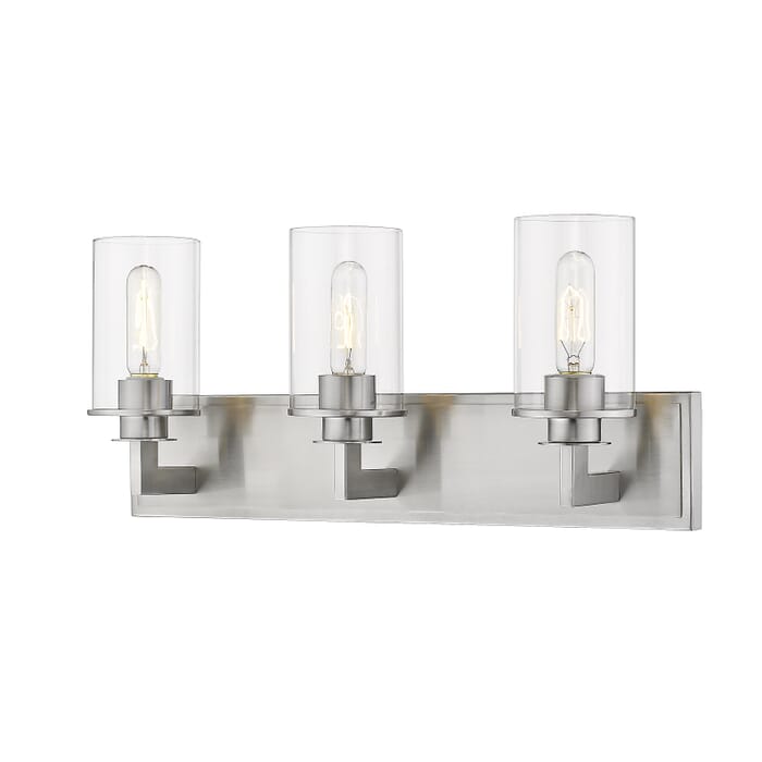 Z-Lite Savannah 3-Light Bathroom Vanity Light In Brushed Nickel Z-Lite Savannah 3-Light Bathroom Vanity Light In Brushed Nickel