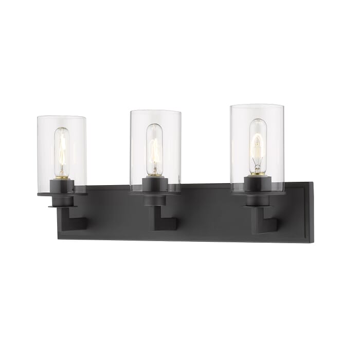 Z-Lite Savannah 3-Light Bathroom Vanity Light In Bronze Z-Lite Savannah 3-Light Bathroom Vanity Light In Bronze