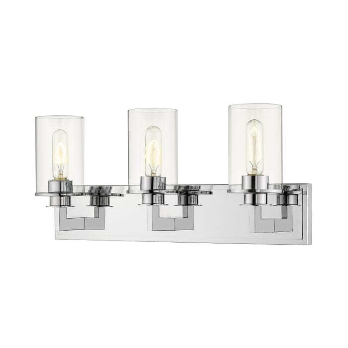Z-Lite Savannah 3-Light Bathroom Vanity Light In Chrome Z-Lite Savannah 3-Light Bathroom Vanity Light In Chrome