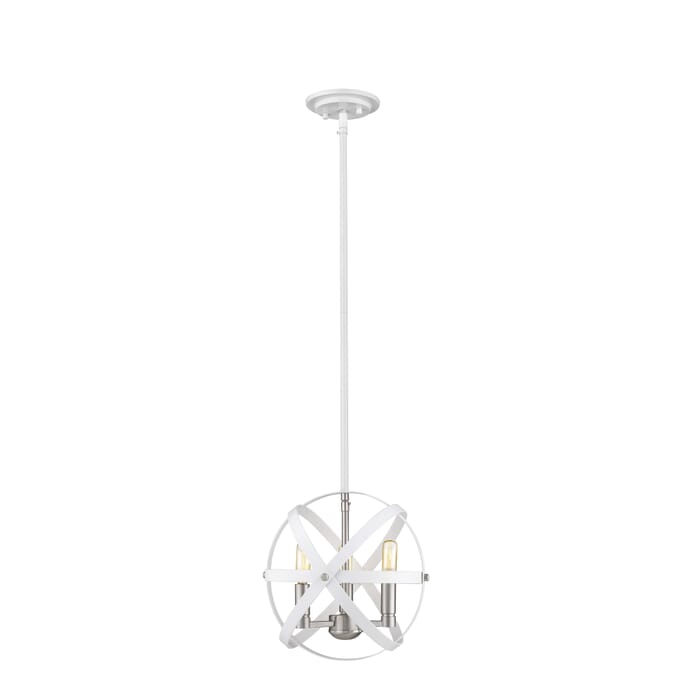 Z-Lite Cavallo 3-Light Chandelier In Hammered White With Brushed Nickel Z-Lite Cavallo 3-Light Chandelier In Hammered White With Brushed Nickel