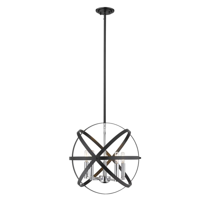 Z-Lite Cavallo 5-Light Pendant Light In Hammered Black With Chrome Z-Lite Cavallo 5-Light Pendant Light In Hammered Black With Chrome