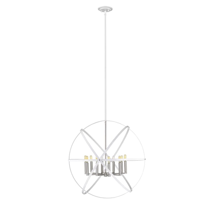 Z-Lite Cavallo 10-Light Chandelier In Hammered White With Brushed Nickel Z-Lite Cavallo 10-Light Chandelier In Hammered White With Brushed Nickel