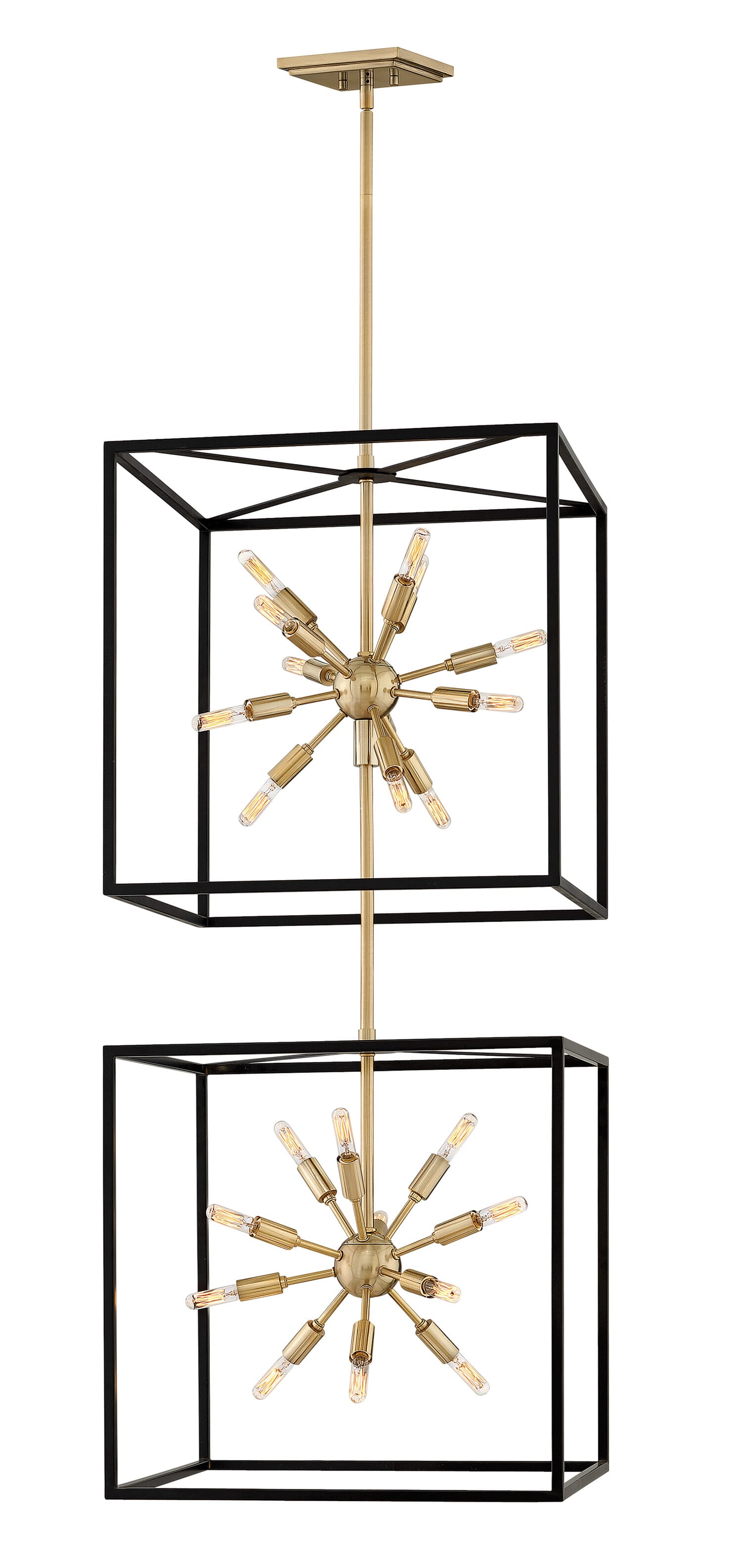 Aros by Lisa McDennon 24-Light Pendant in Black with Warm Brass
