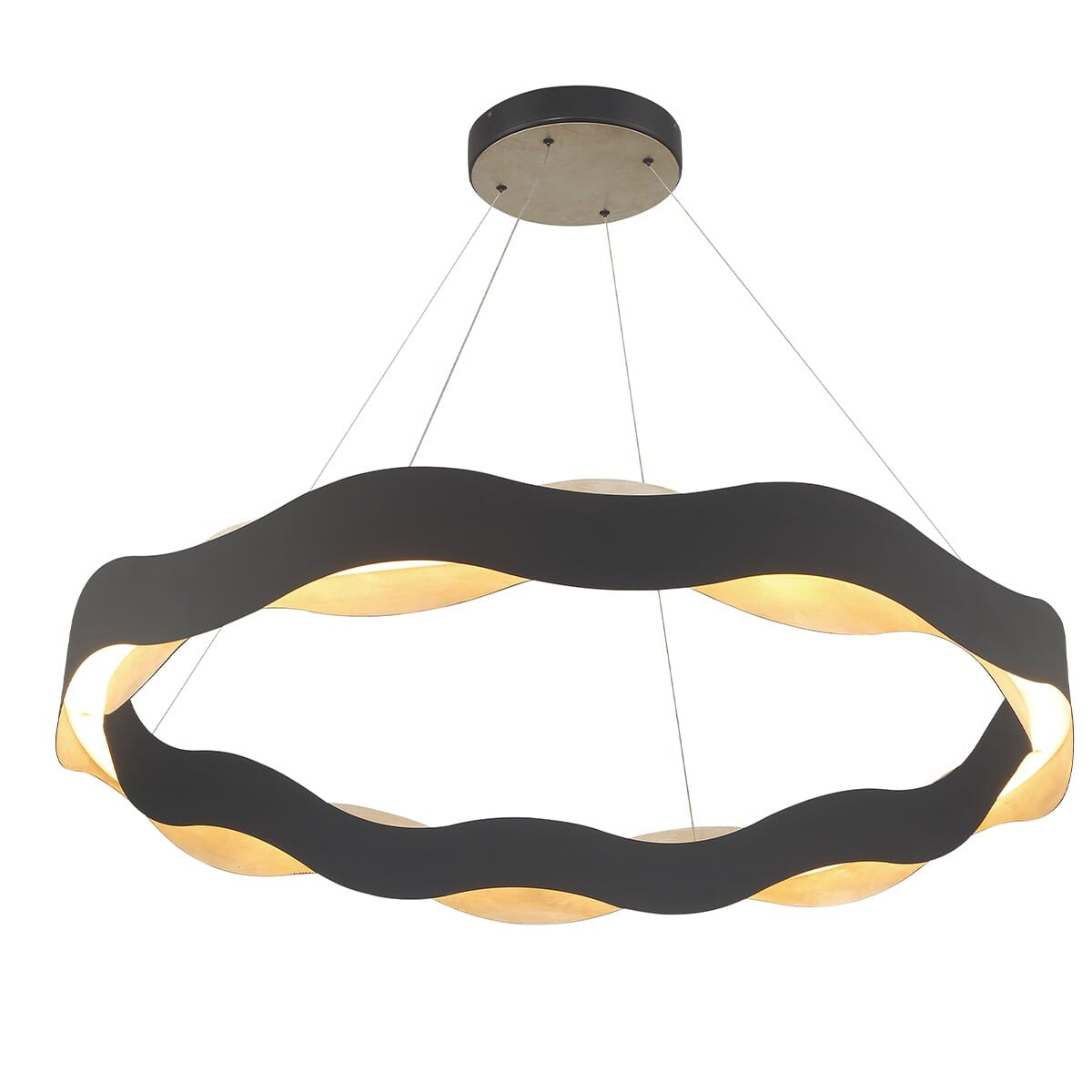 Vaughan 1-Light LED Chandelier in Black And Nickel