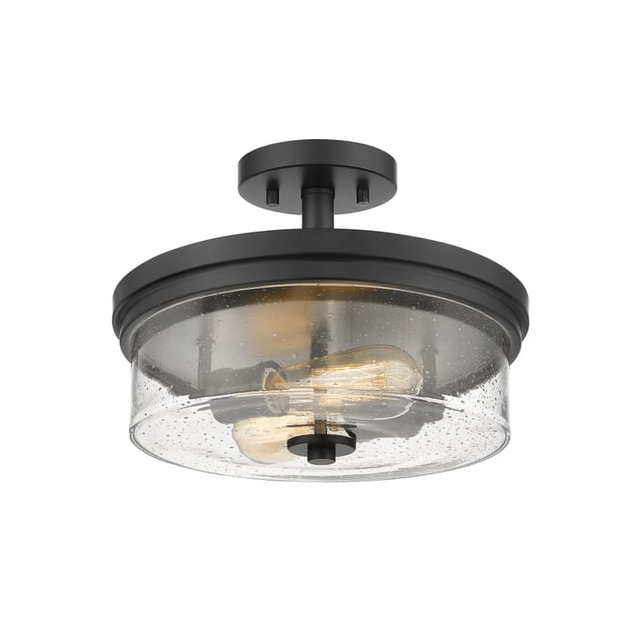 Z-Lite Bohin 2-Light Semi Flush Mount Ceiling Light In Matte Black Z-Lite Bohin 2-Light Semi Flush Mount Ceiling Light In Matte Black