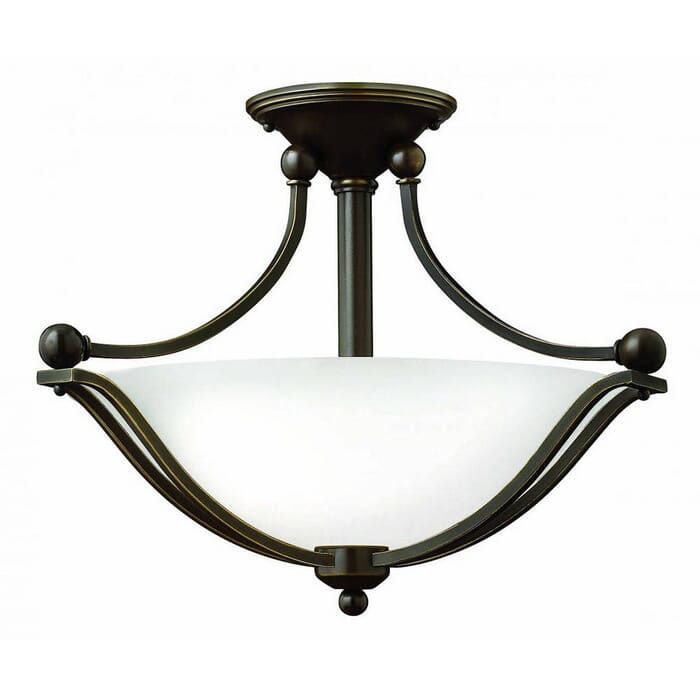 Hinkley Bolla 1-Light LED Semi-Flush Ceiling Light in Olde Bronze with Opal Glass Hinkley Bolla 1-Light LED Semi-Flush Ceiling Light in Olde Bronze with Opal Glass