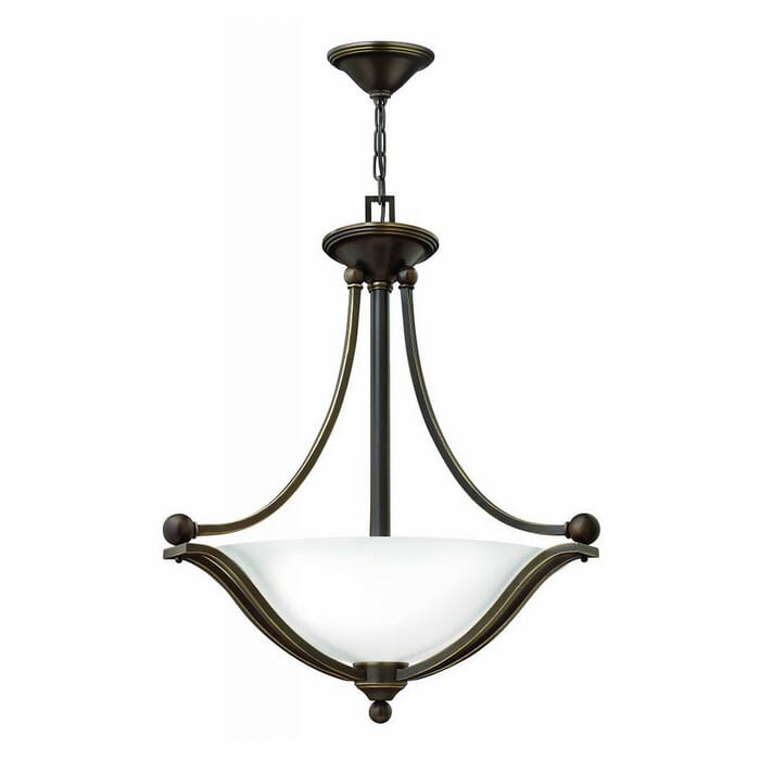 Hinkley Bolla 3-Light Inverted Pendant in Olde Bronze with Opal Glass Hinkley Bolla 3-Light Inverted Pendant in Olde Bronze with Opal Glass