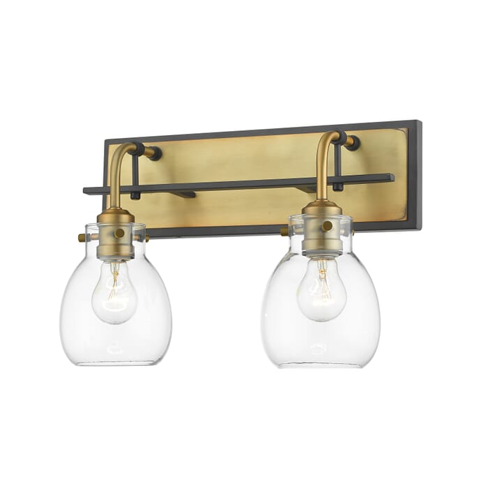 Z-Lite Kraken 2-Light Wall Sconce In Matte Black With Olde Brass Z-Lite Kraken 2-Light Wall Sconce In Matte Black With Olde Brass