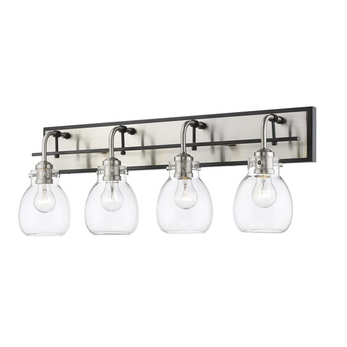 Z-Lite Kraken 4-Light Bathroom Vanity Light In Matte Black With Brushed Nickel Z-Lite Kraken 4-Light Bathroom Vanity Light In Matte Black With Brushed Nickel