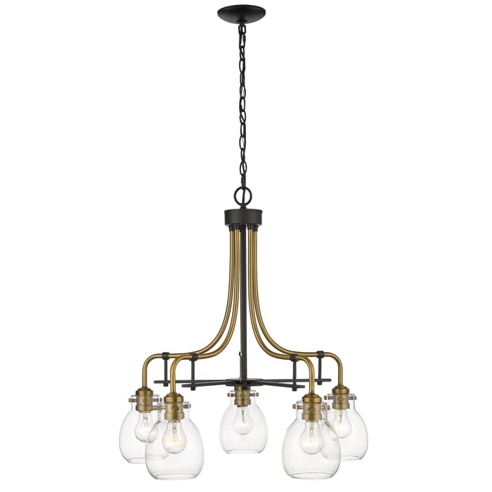 Z-Lite Kraken 5-Light Chandelier In Matte Black With Olde Brass Z-Lite Kraken 5-Light Chandelier In Matte Black With Olde Brass